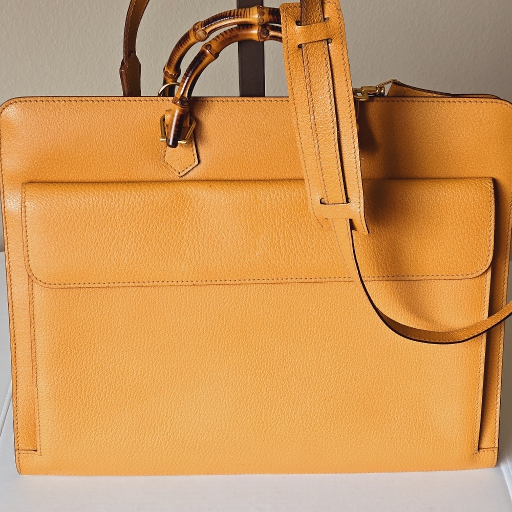 GUCCI Bamboo Handle Leather 2 Way Tote